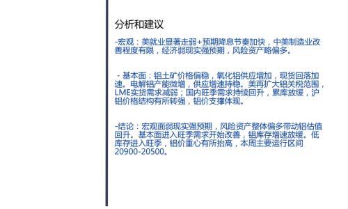 迈科期货铝周报: 宏观多空交织,需求改善铝价重心抬高